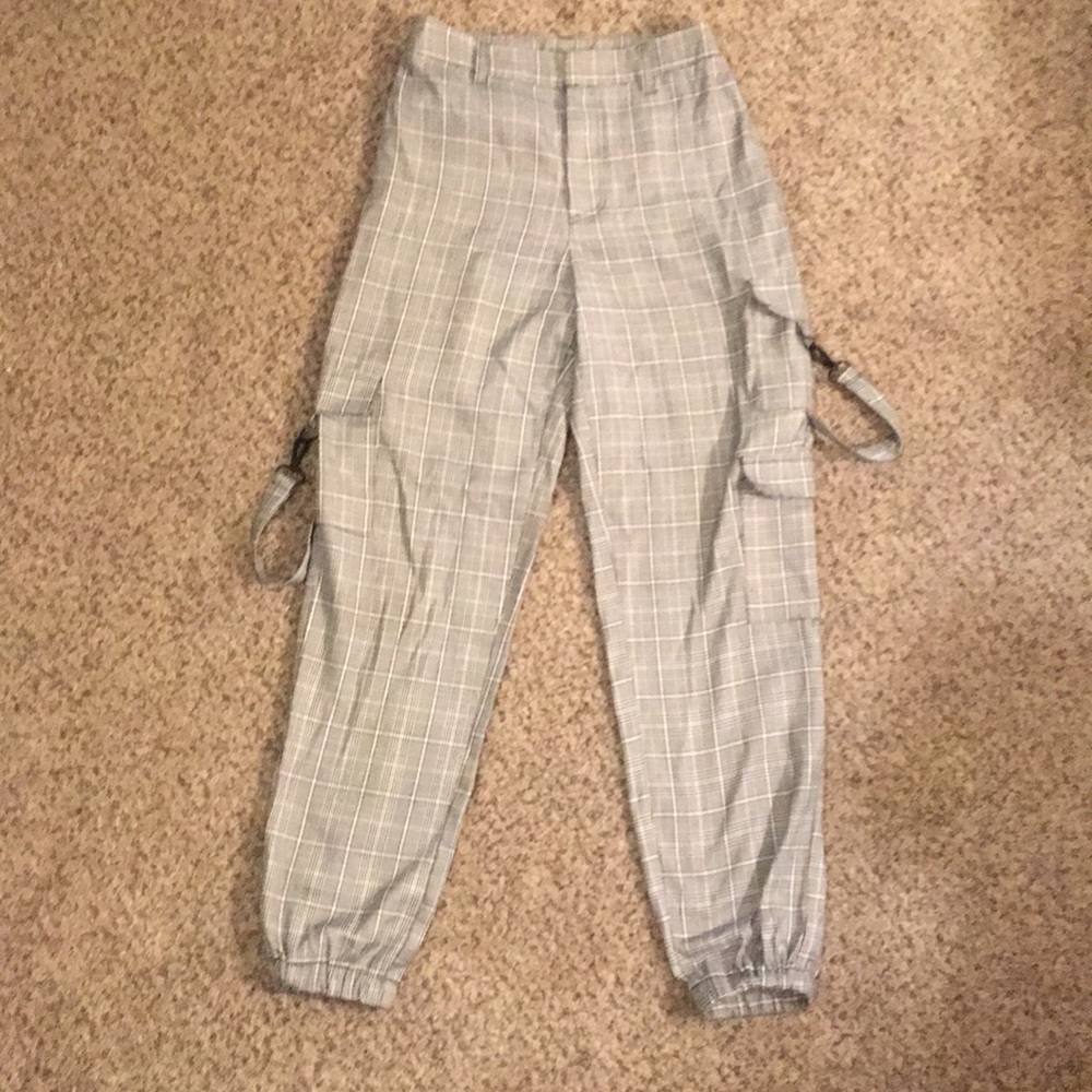 Street Fashion Black & White Plaid Grunge Pants
